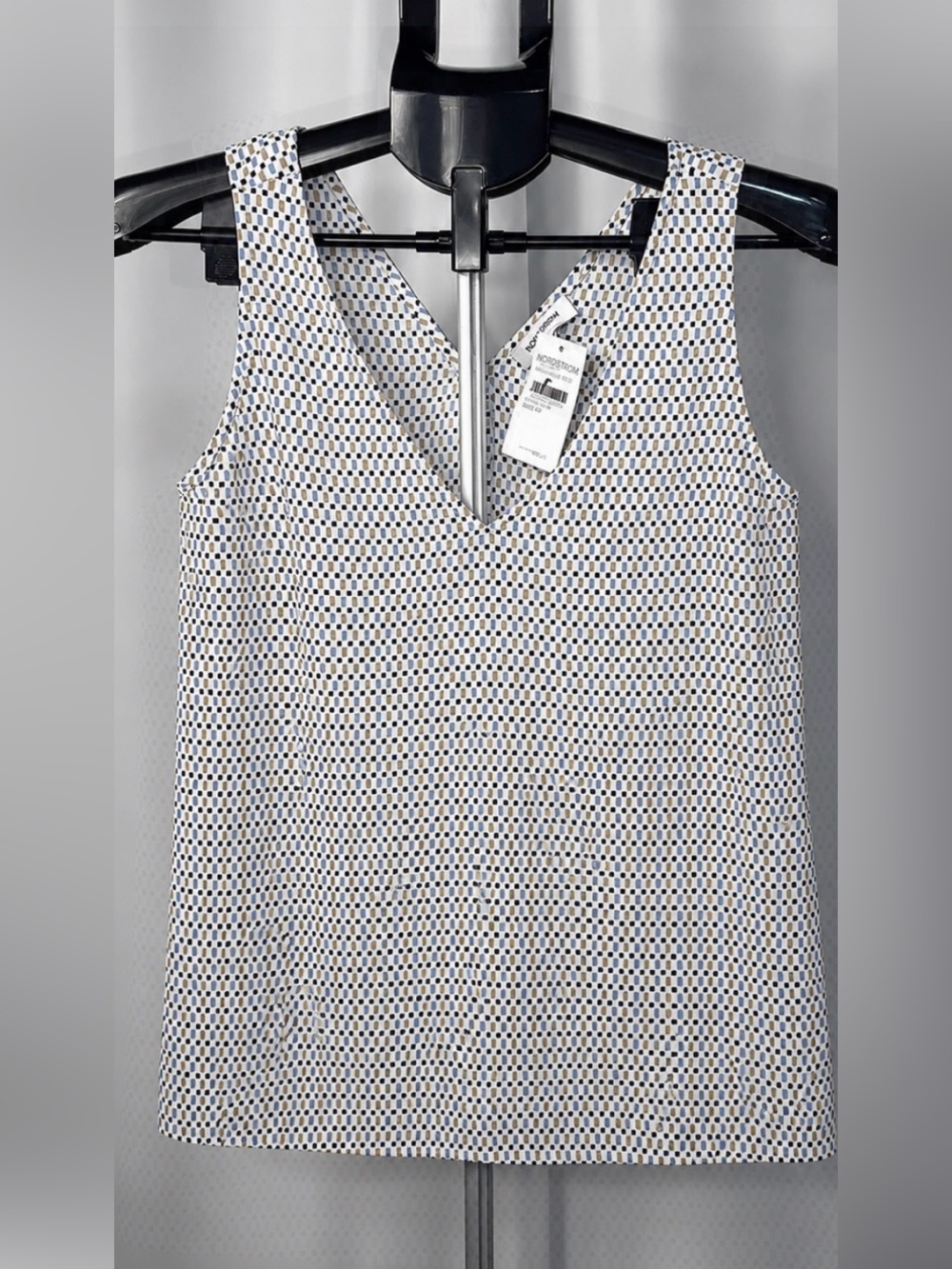 Nordstrom White Tank Top with Navy Print-XS